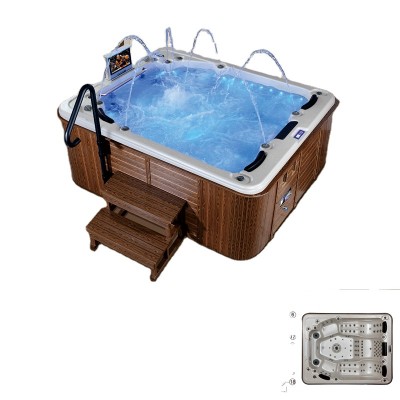 Whirlpool Massage Bath SPA Acrylic big Bathtub hotel LED jet Massage bath outdoor hot tub