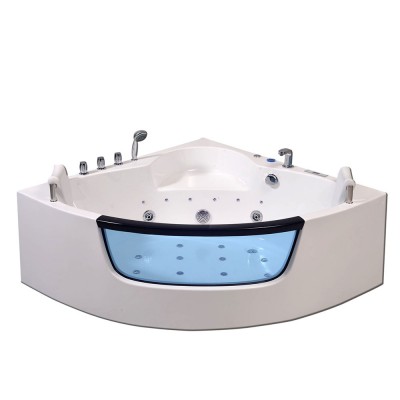 New style acrylic massage whirlpool bathtub with glass window 2 person bathtub double person sector two person corner sector